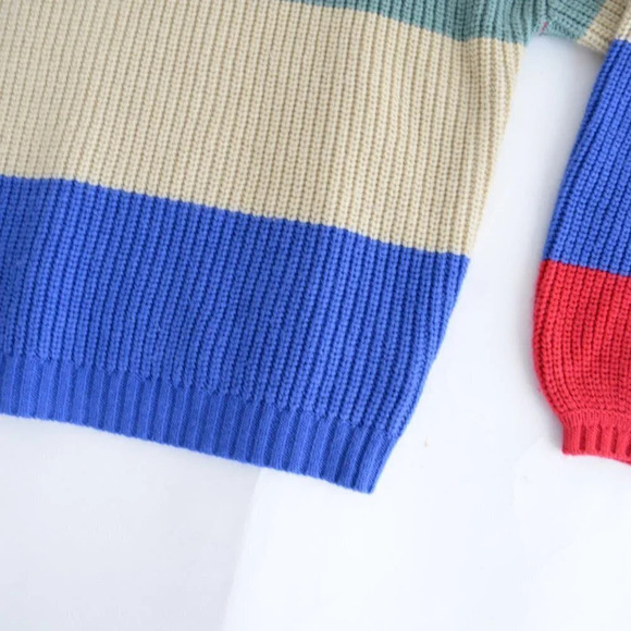 Brixton Madero Red,  Sage & Blue Colour Block Knit Crewneck Sweater Size Medium - Picture 5 of 10